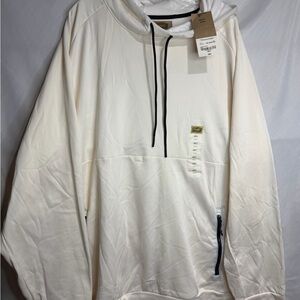 Men's Cream Hooded Pullover Sweater with Contrast Drawcord